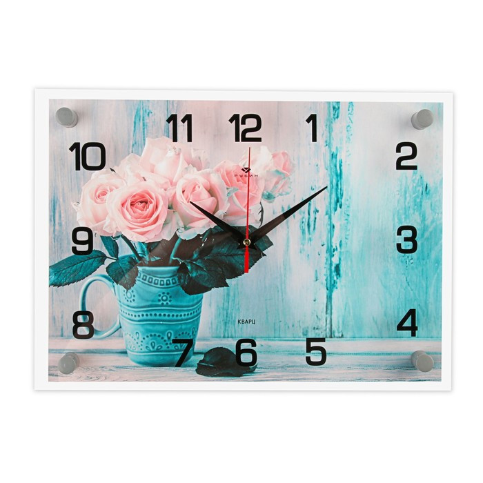 Часы настенные, серия: Интерьер, "Букет роз", плавный ход, 25 х 35 см - фото 1 - id-p217804664