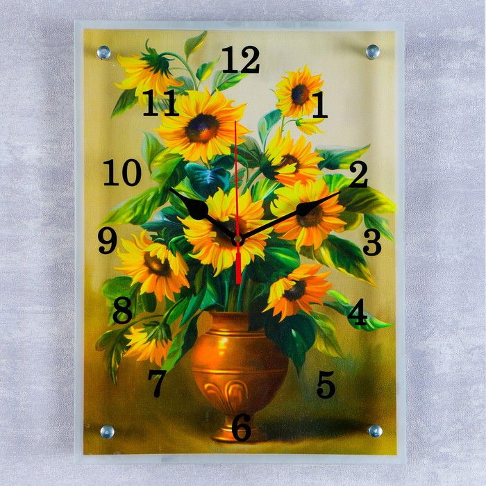 Часы настенные, серия: Цветы, "Желтые цветы в вазе", 30х40 см - фото 1 - id-p217804705