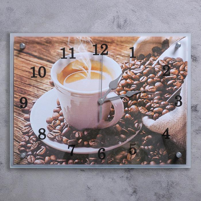 Часы-картина настенные, серия: Кухня, "Чашка кофе", 30х40 см - фото 1 - id-p217804715