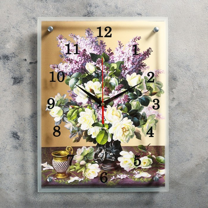Часы настенные, серия: Цветы, "Букет сирени", 30х40 см - фото 1 - id-p217804726