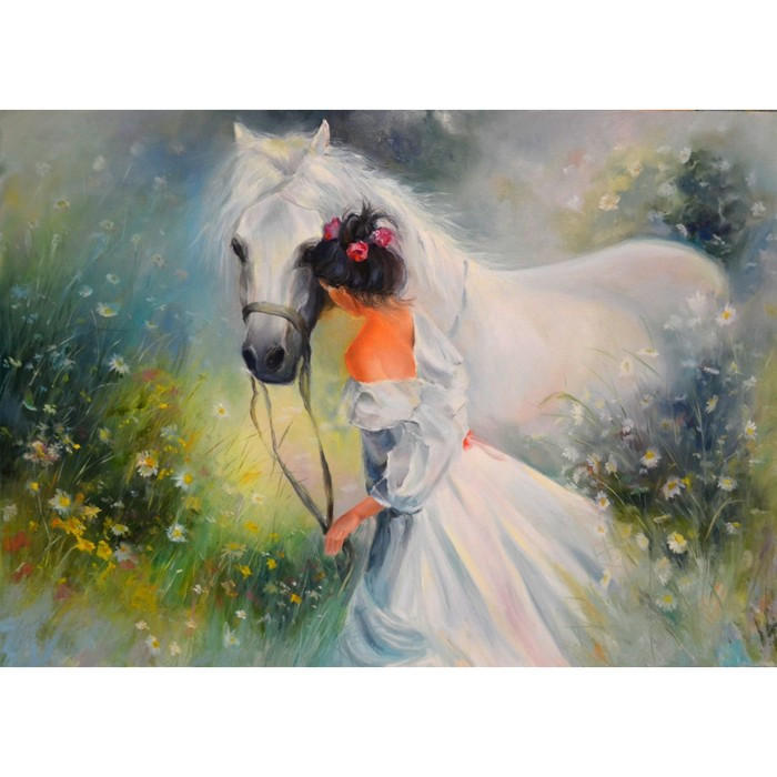 Картина на подрамнике "Девушка с конём" 40*50 см - фото 1 - id-p217804843