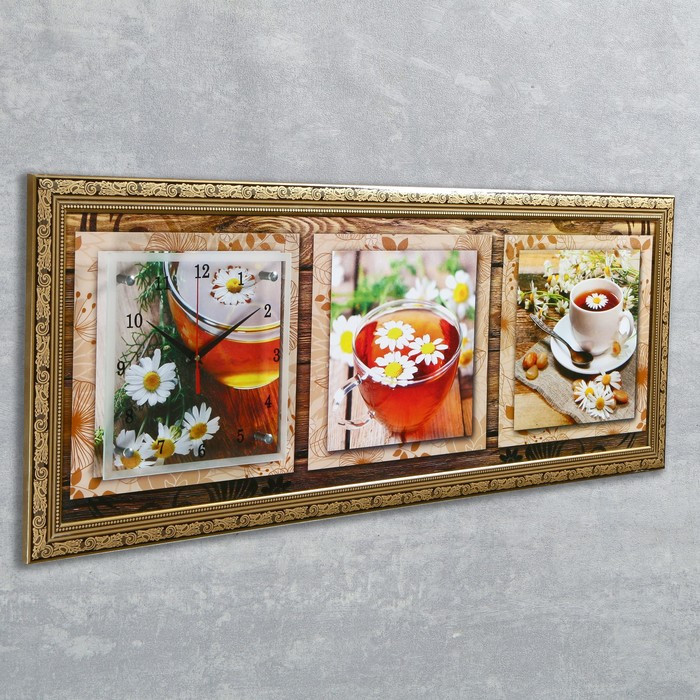 Часы-картина настенные, серия: Цветы, "Ромашковый чай", 35 х 100 см - фото 2 - id-p217804855