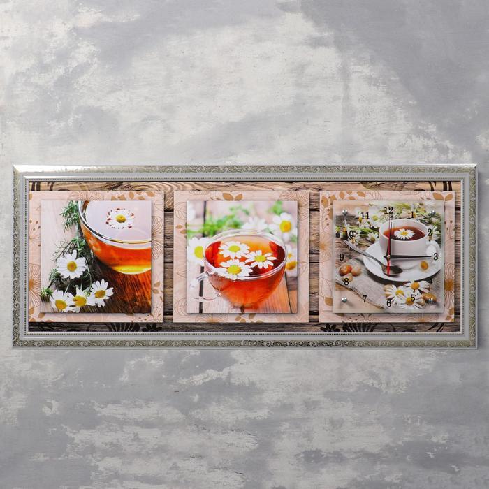 Часы-картина настенные, серия: Цветы, "Ромашковый чай", 35 х 100 см - фото 3 - id-p217804855