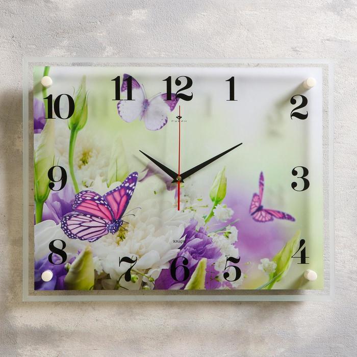 Часы-картина настенные, серия: Цветы, "Бабочка", плавный ход, 35 х 45 см - фото 1 - id-p217804856