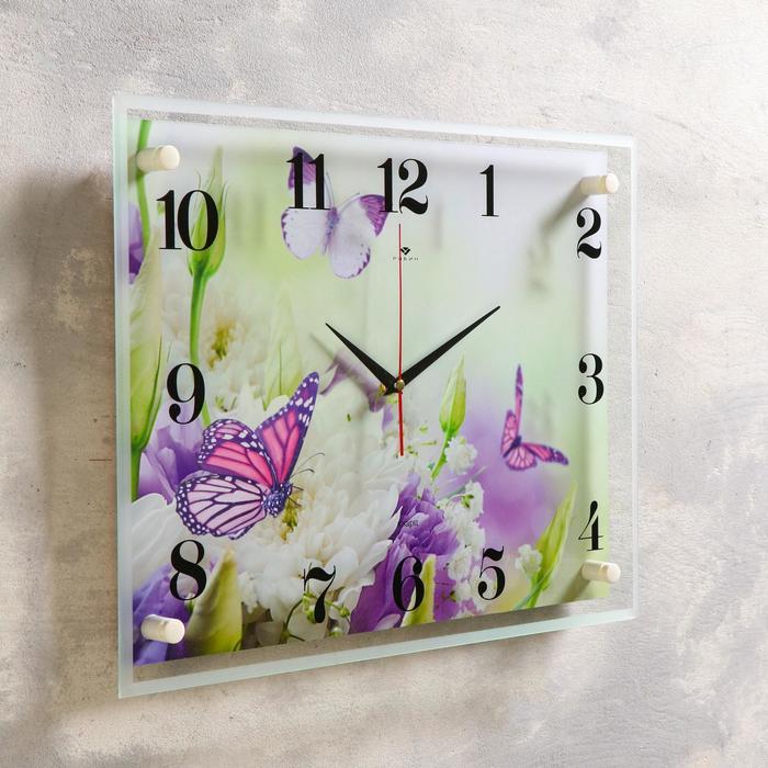 Часы-картина настенные, серия: Цветы, "Бабочка", плавный ход, 35 х 45 см - фото 2 - id-p217804856