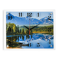 Часы настенные, серия: Интерьер, "Горный пейзаж", плавный ход, 35 х 45 см
