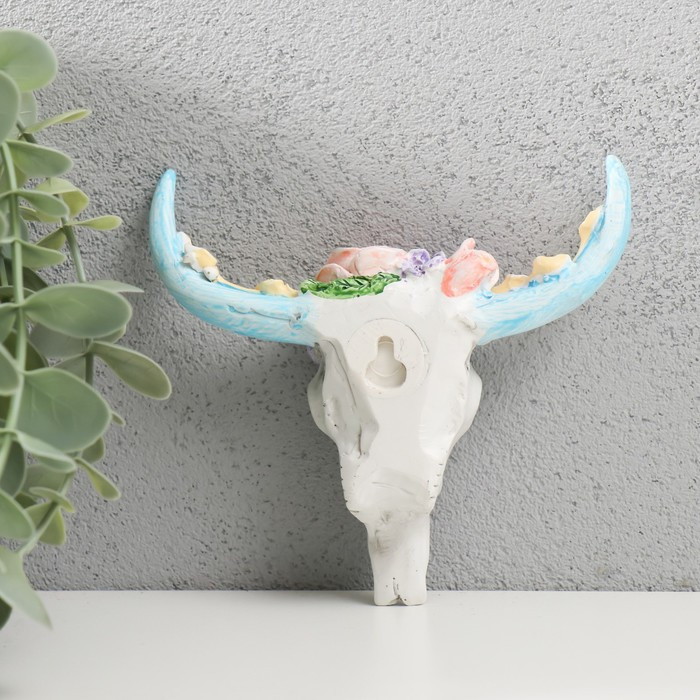 Сувенир полистоун настенный декор "Череп быка с цветами" 2,4х11х12 см - фото 3 - id-p217804870