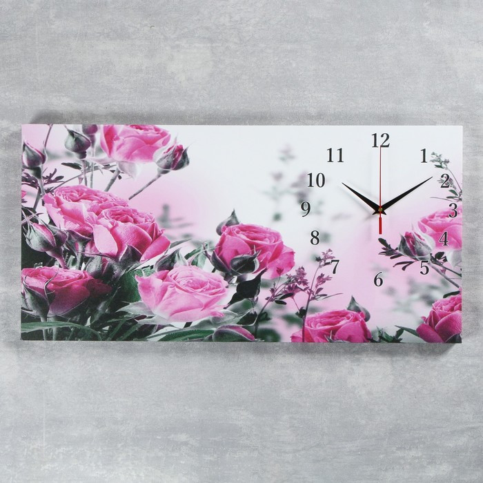 Часы-картина настенные, серия: Цветы, "Розовые розы", 40 х 76 см - фото 1 - id-p217804877