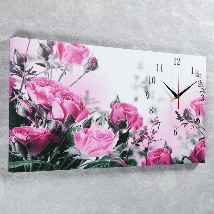 Часы-картина настенные, серия: Цветы, "Розовые розы", 40 х 76 см - фото 2 - id-p217804877