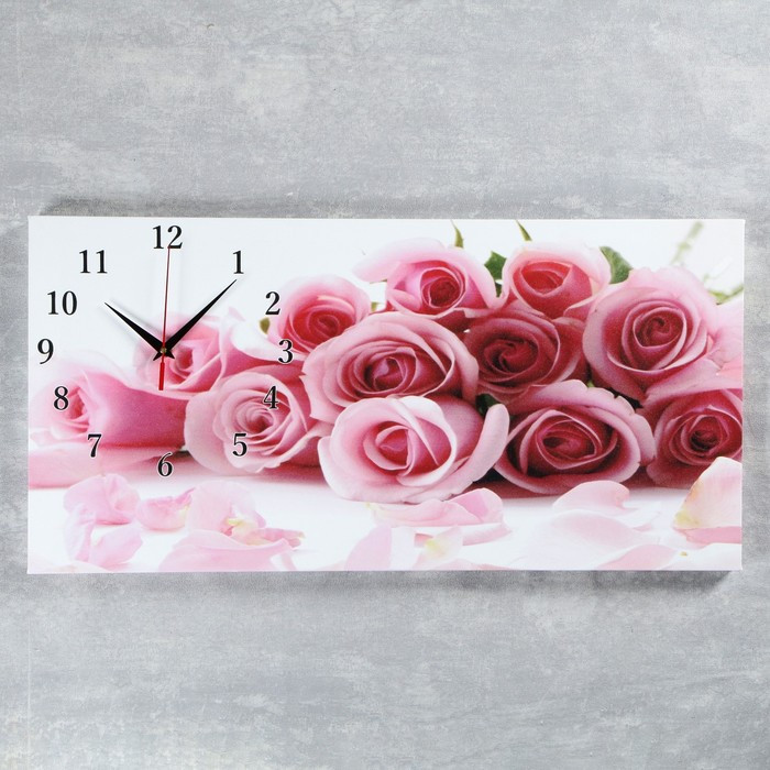 Часы-картина настенные, серия: Цветы, "Нежные розы", 40 х 76 см - фото 1 - id-p217804878