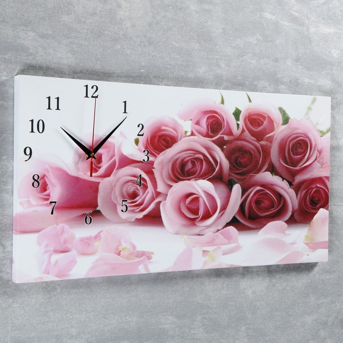 Часы-картина настенные, серия: Цветы, "Нежные розы", 40 х 76 см - фото 2 - id-p217804878