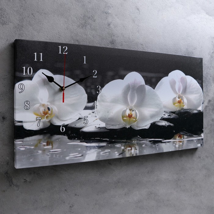 Часы-картина настенные, серия: Цветы, "Белые орхидеи", 40 х 76 см - фото 2 - id-p217804880