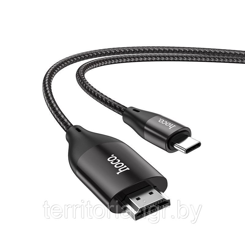 Адаптер видео-кабель UA16 Type-C на HDMI нейлон 2м. металлик Hoco - фото 2 - id-p217807050