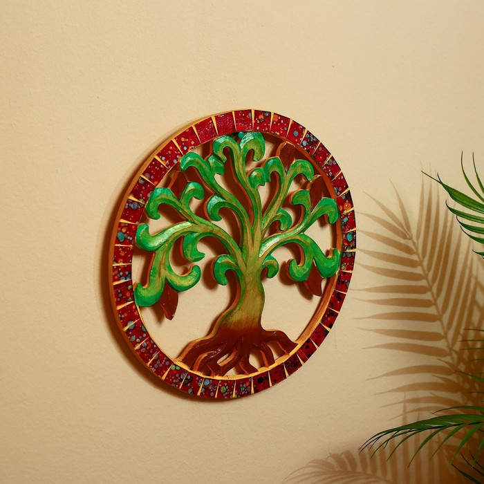 Панно настенное "Древо жизни" дерево, стекло 30 см - фото 2 - id-p217804946
