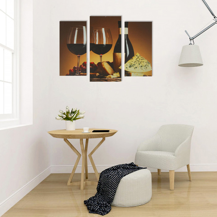 Картина модульная на подрамнике "Бокал вина" 2шт-25,5*50,5 см, 30,5*60 см, 60х100 см - фото 2 - id-p217804965