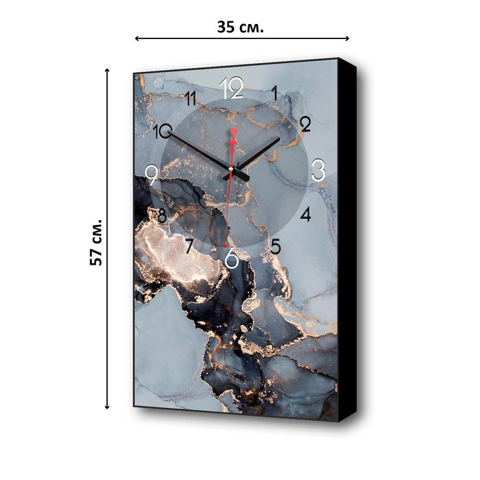 Часы-картина настенные, серия: Кухня "Черный мрамор", плавный ход, 35 х 57 см - фото 4 - id-p217804977