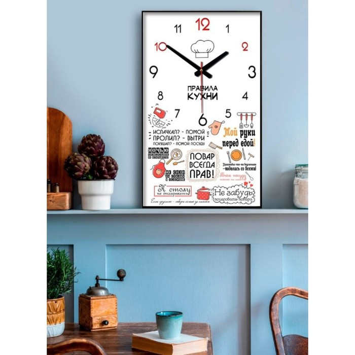 Часы-картина настенные, серия: Интерьер, "Правила кухни", плавный ход, 57 х 35 х 4 см, 1 АА - фото 3 - id-p217804981