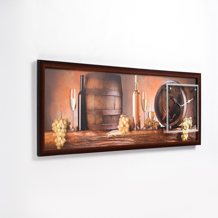Часы-картина настенные, серия: Интерьер, "Винные бочки", 35х100 см, микс - фото 2 - id-p217805016