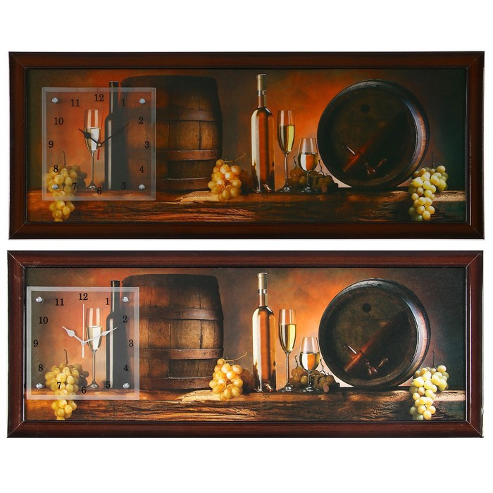 Часы-картина настенные, серия: Интерьер, "Винные бочки", 35х100 см, микс - фото 5 - id-p217805016