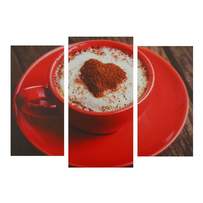 Картина модульная на подрамнике "Кофе в красной кружке" 2шт-25,5*50,5,30,5*60см , 60х100 см - фото 1 - id-p217805126