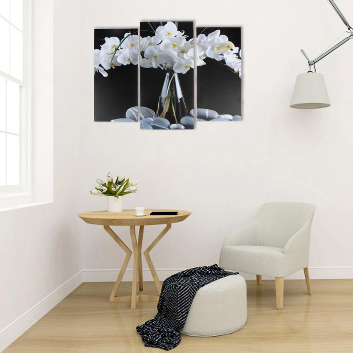 Модульная картина "Орхидеи в вазе" (2-25х52; 1-30х60) 60х80 см - фото 4 - id-p217805136