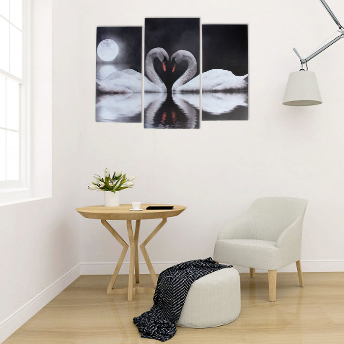 Модульная картина "Лебеди под луной" (2-25х52; 1-30х60) 60х80 см - фото 4 - id-p217805141