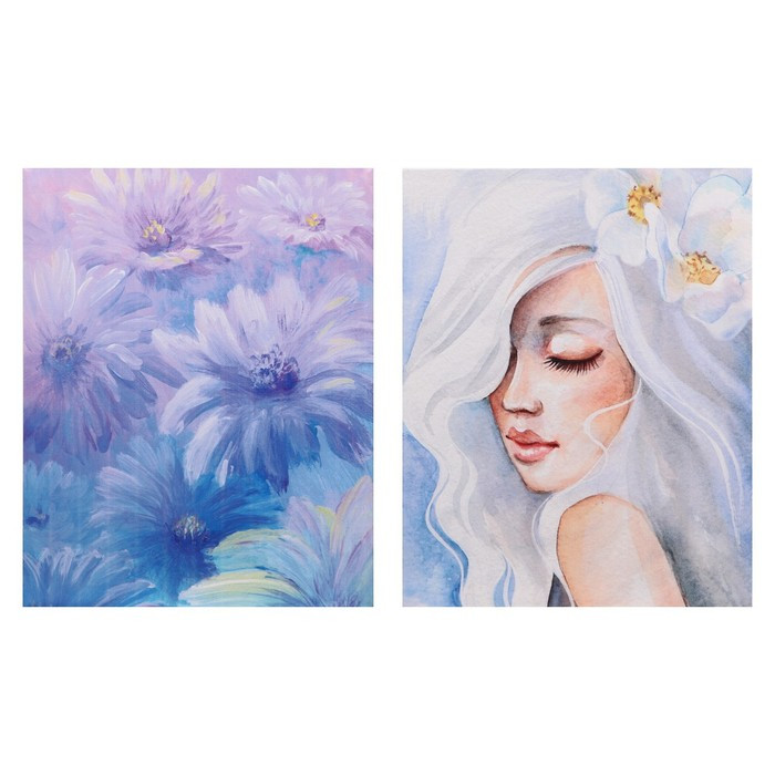 Набор из 2х картин на холсте "Девушка и цветы" 2 шт 40*50 - фото 1 - id-p217805176
