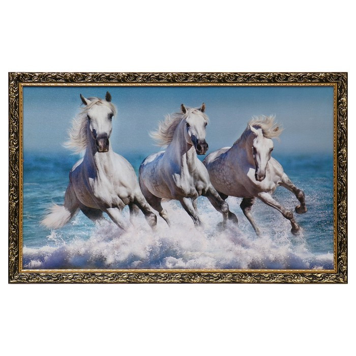 Картина "Белые кони в воде" 60х100 см - фото 1 - id-p217805187