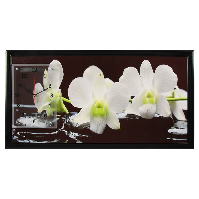 Часы-картина настенные, серия: Цветы, "Белые орхидеи", 50 х 100 см - фото 7 - id-p217805222