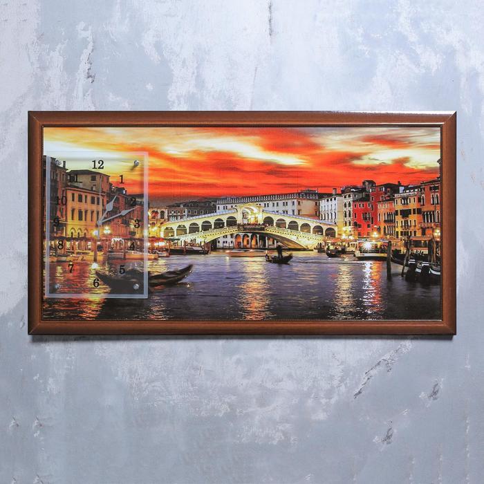 Часы-картина настенные, серия: Город, "Закат в Венеции", 50 х 100 см - фото 1 - id-p217805232