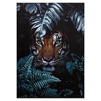 Картина на холсте "Тигр в листьях" 50х70 см