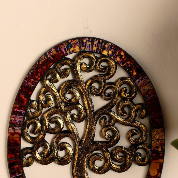 Панно настенное "Древо жизни" дерево, стекло 40х30 см - фото 2 - id-p217805273