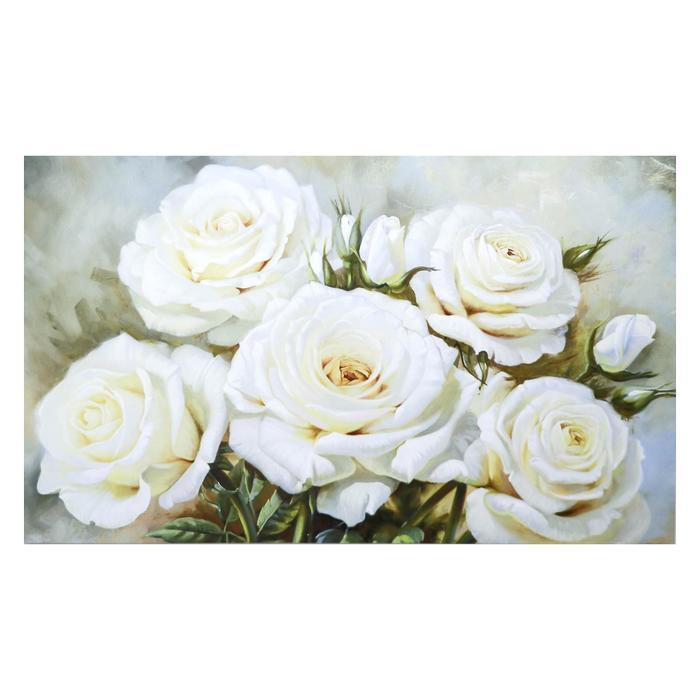 Картина на холсте "Букет белых роз" 60х100 см - фото 1 - id-p217805296