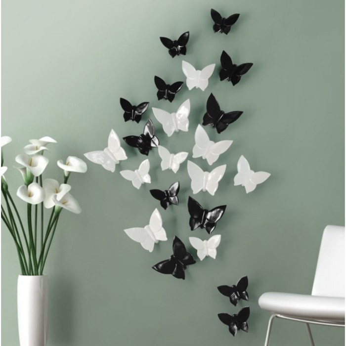 Декор настенный "Бабочки" 7,5 x 10,5 см, черный, (набор 5 шт) - фото 1 - id-p217805329
