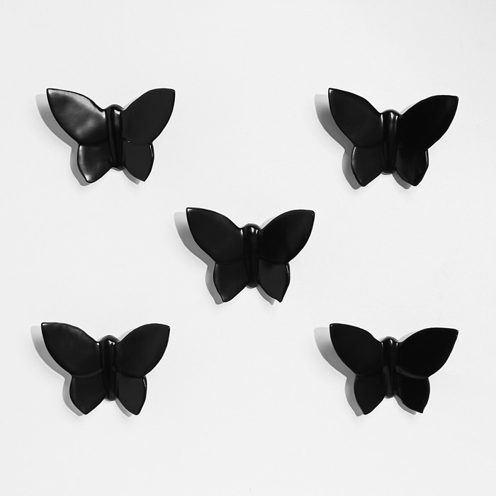 Декор настенный "Бабочки" 7,5 x 10,5 см, черный, (набор 5 шт) - фото 3 - id-p217805329