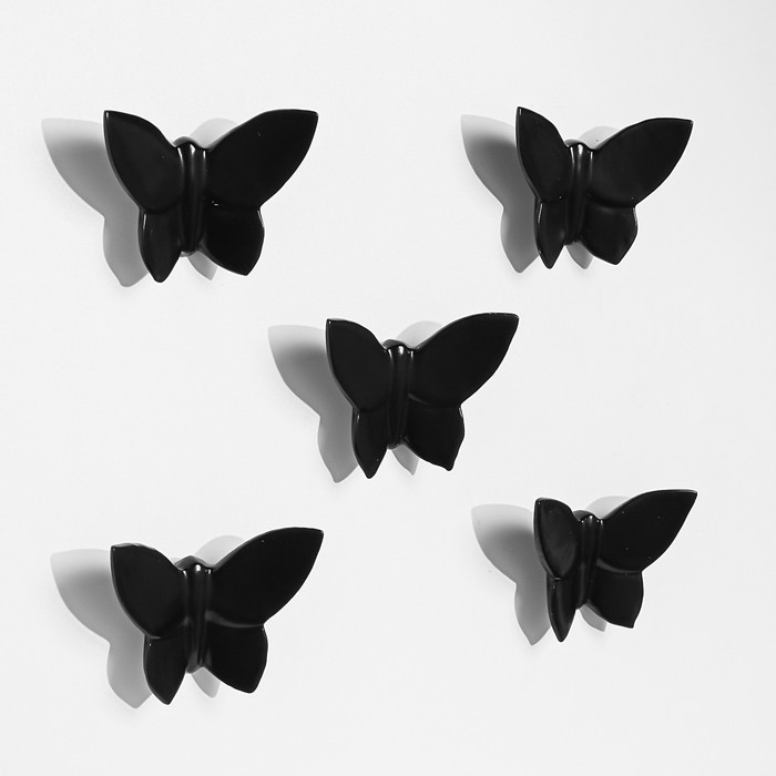 Декор настенный "Бабочки" 7,5 x 10,5 см, черный, (набор 5 шт) - фото 4 - id-p217805329