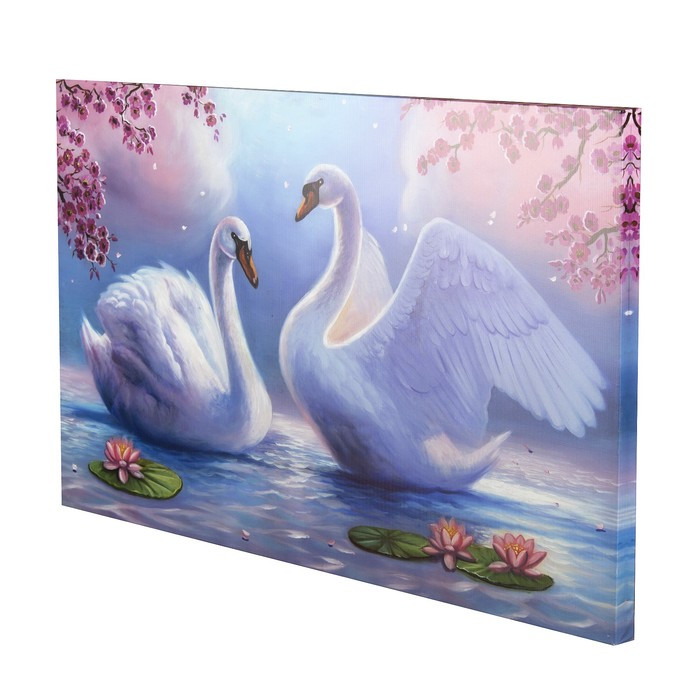Картина на холсте "Лебеди на пруду" 60*100 см - фото 2 - id-p217805354