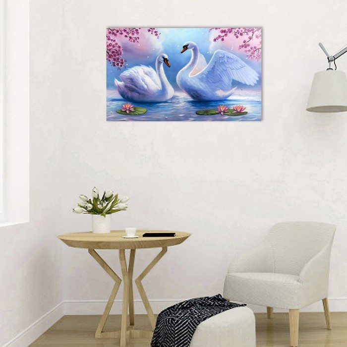 Картина на холсте "Лебеди на пруду" 60*100 см - фото 3 - id-p217805354