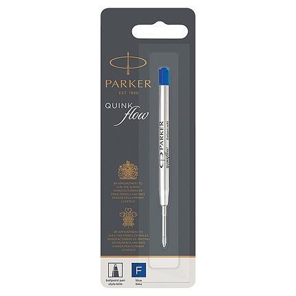 Стержень шариковый объемный Parker QuinkFlow Ball Point, синий, 98мм, 0,8мм, метал. корпус, блистер, фото 2