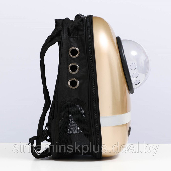 Рюкзак для переноски с окном для обзора и светоотражающей полосой, 32х26х44 см, золотистый - фото 2 - id-p217821403