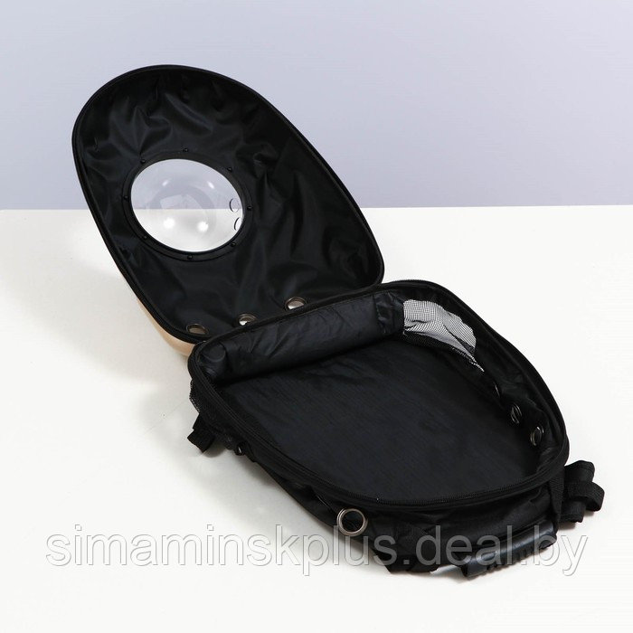 Рюкзак для переноски с окном для обзора и светоотражающей полосой, 32х26х44 см, золотистый - фото 7 - id-p217821403
