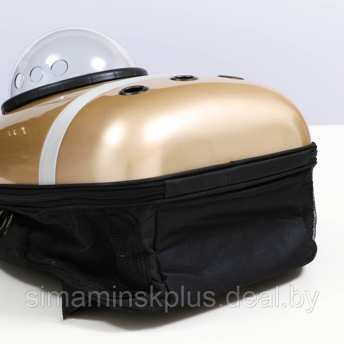 Рюкзак для переноски с окном для обзора и светоотражающей полосой, 32х26х44 см, золотистый - фото 8 - id-p217821403