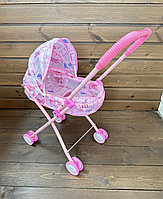Детская коляска для кукол "Люлька" складная, арт. 2023-35 розовая