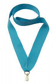 Лента для медали с карабином  ширина 22 мм , окружность 80 см  , Голубая