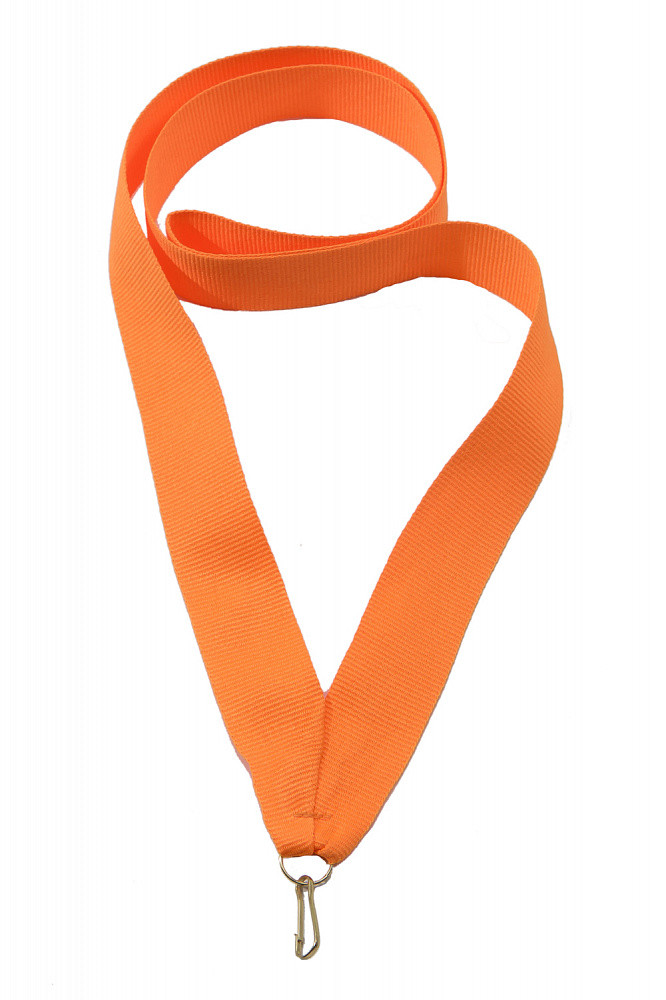 Лента для медали с карабином  ширина 10 мм , окружность 80 см  , Оранжевая