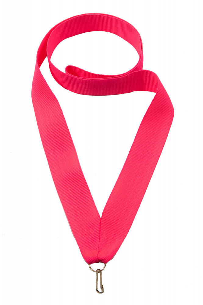 Лента для медали с карабином  ширина 10 мм , окружность 80 см  ,  Ярко-розовая