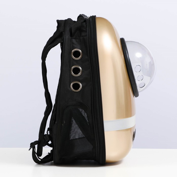 Рюкзак для переноски с окном для обзора и светоотражающей полосой, 32х26х44 см, золотистый - фото 2 - id-p217827906