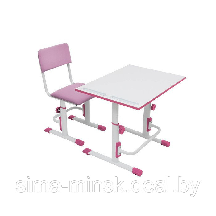 Стул для школьника регулируемый Polini kids City / Polini kids Smart S, цвет белый-розовый - фото 3 - id-p217828176