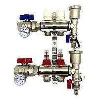Коллекторная группа для тёплого пола с расходомерами и кранами на 2 выхода TIM