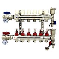 Коллекторная группа для тёплого пола с расходомерами и кранами на 6 выходов TIM